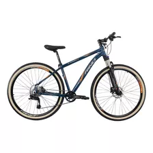 Bike Coroa Unica - Rino Everest Xr 1x9 - Hdiraulico - Trava Cor Azul-petróleo Com Laranja Tamanho Do Quadro 17