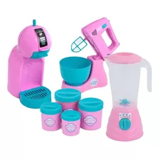 Kit 4 Brinquedos Cozinha Faz De Conta 8 Pçs Liquidificador