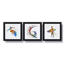 Kit 3 Quadros Surf Pop Art Surfista Praia Surfe Decoracao 35