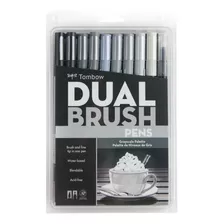 Tombow Dual Brush Punta Pincel Paleta Grises Grayscale Palet