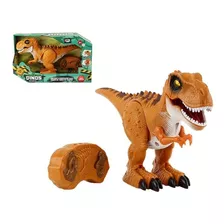 Dinossauro Com Controle Remoto Parque Dos Dinos Bbr Toys Cor Caramelo