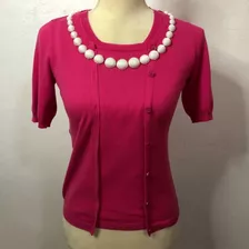 Moschino Blusa Knit Tejida Rosa Con Bolitas Blancas.