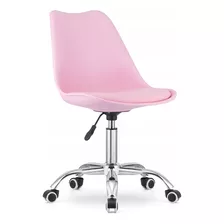 Cadeira Secretária De Escritório Best C50 Eames Giratória Couro Pu Cor Rosa