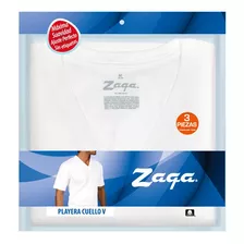 Pack 3 Playeras Camisetas Zaga Cuello V 100% Algodón