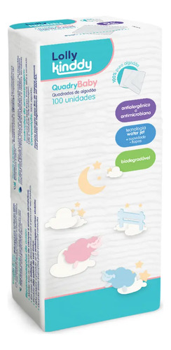 Algodão Quadrado Infantil Bebê 100 Un Suave Macio - Lolly Branco