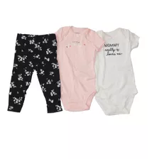 Carters Set 3 Piezas Bodies Cortos Y Pantalon Nena