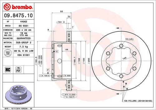 Disco Brembo Mercedes-benz Sprinter 4-t 413 Cdi 01-05 Tra Pz Foto 2