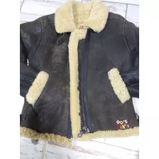 Campera Niño Cuero De Oveja Usada 