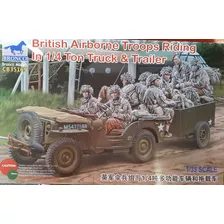 British Airborne Troops In 1/4 Tonntrack Y Trailer 1/35