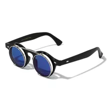 Lentes Gafas De Sol Flip Up Color Azul Steampunk Doble Lente