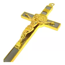 Crucifixo De Mesa E Parede 20cm Dourado Lindo!