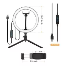 Aro De Luz Led 10 26cm Control Bluetooth Mesa Escritorio