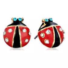 Pendientes Betsey Johnson Con Diseño De Mariquita, Color Roj