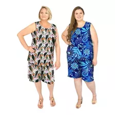 Kit 2 Conjuntos Feminino Plus Size Regata E Bermuda Liganete