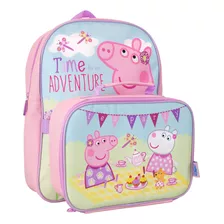 Set De Mochila Y Lonchera Peppa Pig Para Ninos, Rosa