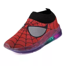 Tenis Infantil De Led Homem Aranha Refletivo Calce Facil