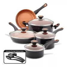 Set 12 Piezas Ceramica De Cobre Con Tapas Vidrio Farberware