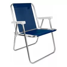 Cadeira De Praia Sannet Mor Alta Alumínio Azul Marinho