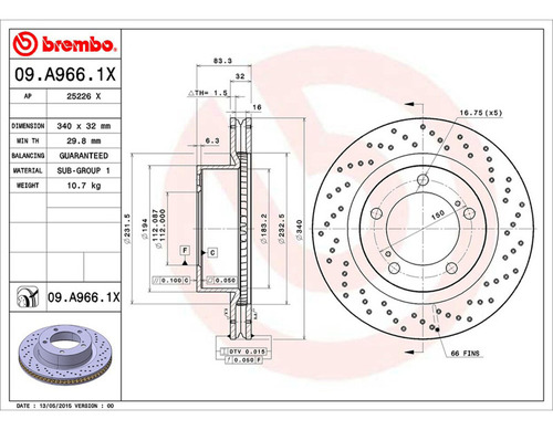 Par Discos Brembo Toyota Land Cruiser Base 2008-2011 Del Foto 2