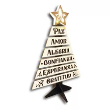 Arbolito Mdf De Navidad Palabras Caladas Con Led 