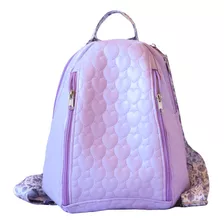 Mochila Ecocuero Lavanda Violeta Corazones Forrada 