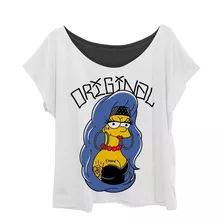 Blusa Blusinha Feminina Plus Size Estampa Simpson Marge