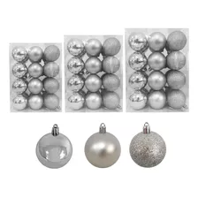 Esferas Navideñas 3 4 Y 6 Cm 72 Piezas De Plastico Resistente Color Plata Tipo Glitter Brillante Mate Adorno Arbol Navidad Decoracion Alta Calidad Festiva Peso Ligero Diseño Atractivo Hogar Recamara