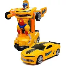 Carrinho Camaro Transformers Vira Robô Luz Som Bate Volta F