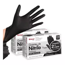 200 Guantes Nitrilo Premium Negro Libre De Látex Sin Polvo