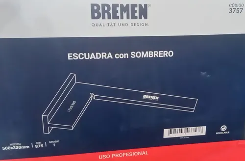 Escuadra Con Sombrero 90 Grados 500 X 330 Mm Bremen 3757 Dgm Gris