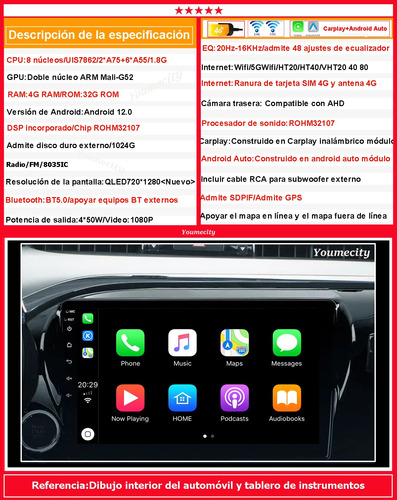 Auto Radio Estreo Android Gps Para Toyota Hilux 2016-2022 Foto 6