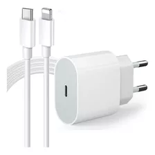 Cabo + Fonte Compatível iPhone SE X Xr 11 12 13pro Usb-c 20w