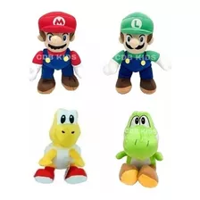 4 Pelúcias Turma Do Mario Luigi Yoshi Koopa Tropa