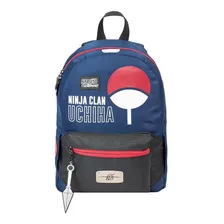 Mochila Naruto Para Laptop Sasuke Con Cangurera Color Azul Oscuro Diseño De La Tela Liso