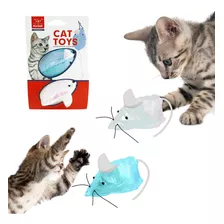 Juguete Interactivo Texturizado Para Gato De Raton Chico Color Azul / Blanco