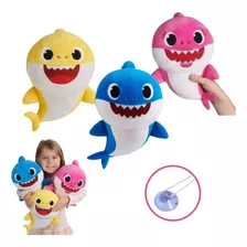  Boneco Tubarão Baby Shark Pelúcia Musical Led Canta Musica 