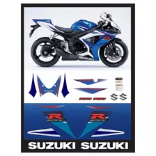 Kit Adesivo Emblema Suzuki Gsxr 750 2007 Azul E Branca