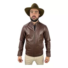 Jaqueta De Couro Masculina Badana Chocolate E Pinhão