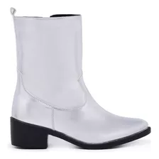 Bota Feminina Western Metalizada Bico Fino Cano Baixo Ever