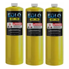 3 Refis Cilindro Gás Map 400g Eolo P/ Maçarico Cor Amarelo