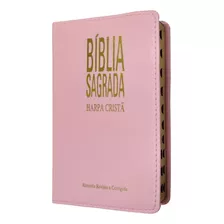 Biblia Sagrada Com Harpa Cristã Rc Slim Cor Rosa Luxo Com Índice Cpad