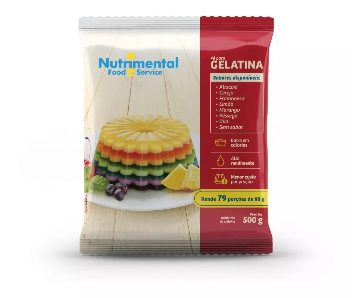 Gelatina Em Pó Nutrimental Sabor Morango 500g Food Service