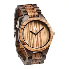 Reloj De Madera Treehut Para Hombres De Zebrawood Y Ébano Co