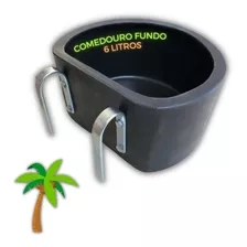 Cocho/comedouro Fundo 6 Litros C/suporte Super Resistente Uv Cor Preto