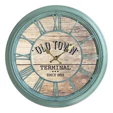 Reloj De Pared Analógico 50 Cm Turquesa Vintage