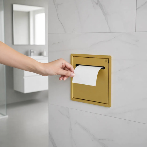 Suporte Papel Higiênico Para Embutir Na Parede Dourado Dourado
