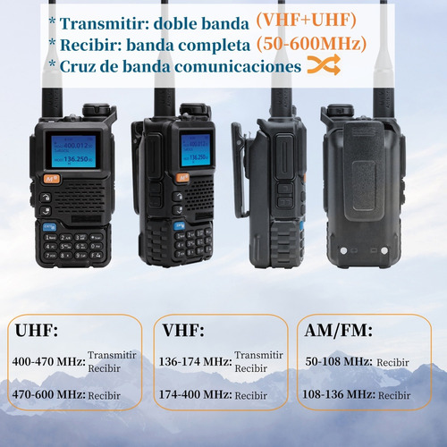 Radio Walkie Talkie Uhf Vhf Uv-5r+ 3800mah 8km Gran Pantalla Foto 2