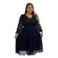 Vestido Midi Tule Moda Evangélica Com Manga