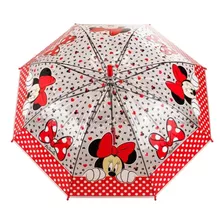 Guarda Chuva Infantil Transparente Minnie Disney Licenciado Cor Vermelho Minnie