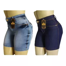 Kit Com 2 Bermudas Feminina Jeans Hot Pants Com Lycra